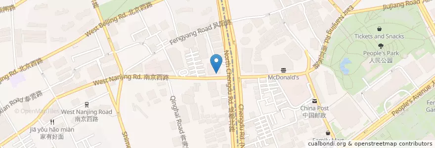 Mapa de ubicacion de 汉堡王 en 中国, 上海市, 静安区.