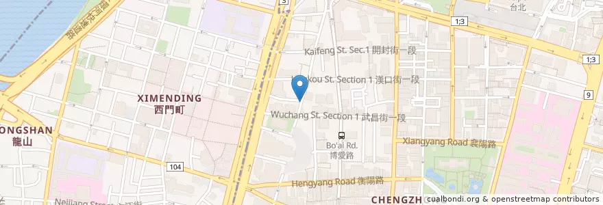 Mapa de ubicacion de 永和豆漿 en 臺灣, 新北市, 臺北市, 萬華區, 中正區.