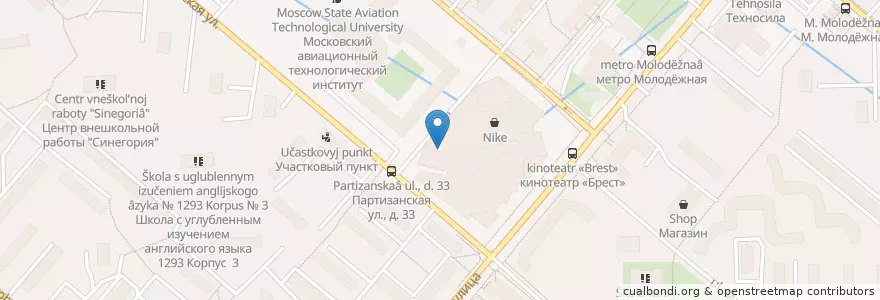 Mapa de ubicacion de Mori cinema Кунцево en Rusia, Distrito Federal Central, Москва, Западный Административный Округ, Район Кунцево.