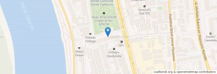 Mapa de ubicacion de Хоттабович en Russia, Distretto Federale Siberiano, Омская Область, Омский Район, Городской Округ Омск.