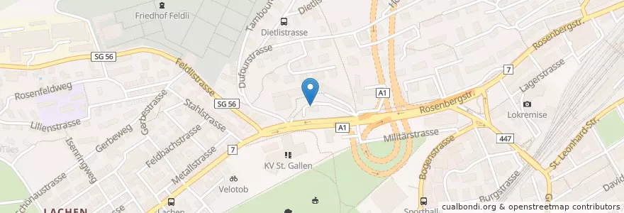 Mapa de ubicacion de Belgisches Konsulat en Швейцария, Санкт-Галлен, Wahlkreis St. Gallen, St. Gallen.
