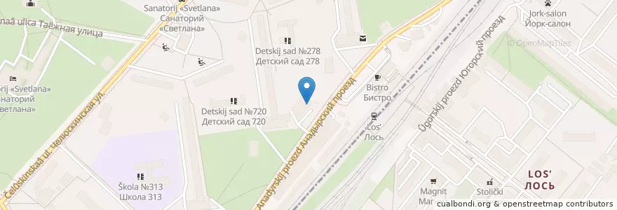 Mapa de ubicacion de Спорт-бар «Бильярд» en Rússia, Distrito Federal Central, Москва, Северо-Восточный Административный Округ, Лосиноостровский Район.