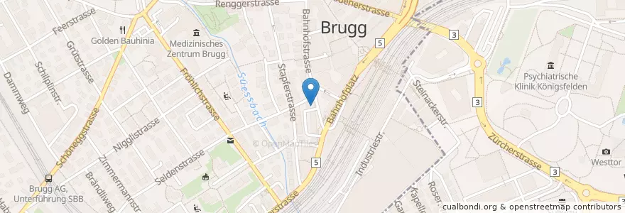 Mapa de ubicacion de Gotthard en スイス, Aargau, Bezirk Brugg, Brugg.