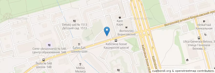 Mapa de ubicacion de Орехово пицца en Russie, District Fédéral Central, Moscou, Южный Административный Округ, Район Орехово-Борисово Северное.