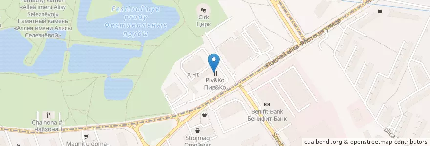 Mapa de ubicacion de Пив&Ко en Россия, Центральный Федеральный Округ, Москва, Северный Административный Округ, Головинский Район.
