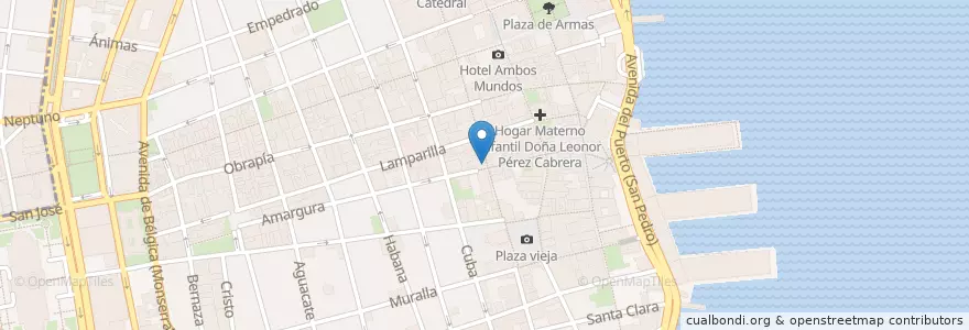 Mapa de ubicacion de La Casa del Queso en Cuba, La Habana, La Habana Vieja.