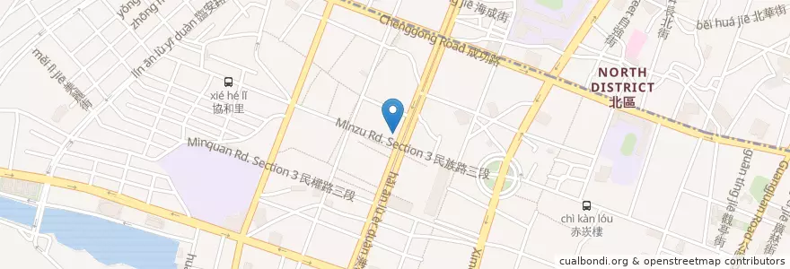 Mapa de ubicacion de 彰化商業銀行 en 台湾, 台南市, 中西区.