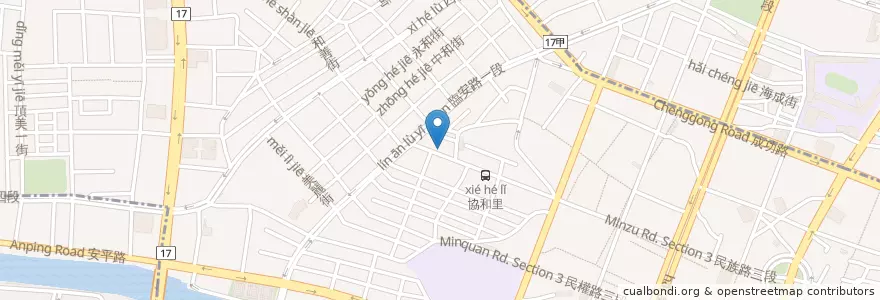 Mapa de ubicacion de 長春素食 en Taiwan, Tainan, Zhongxi District.