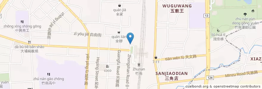 Mapa de ubicacion de 快樂藥局 en تايوان, مقاطعة تايوان, 苗栗縣, 竹南鎮.