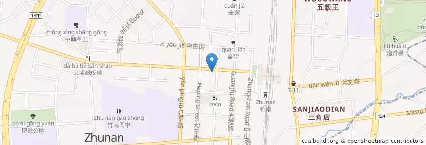 Mapa de ubicacion de 玉山銀行 en 타이완, 타이완성, 먀오리 현, 주난진.