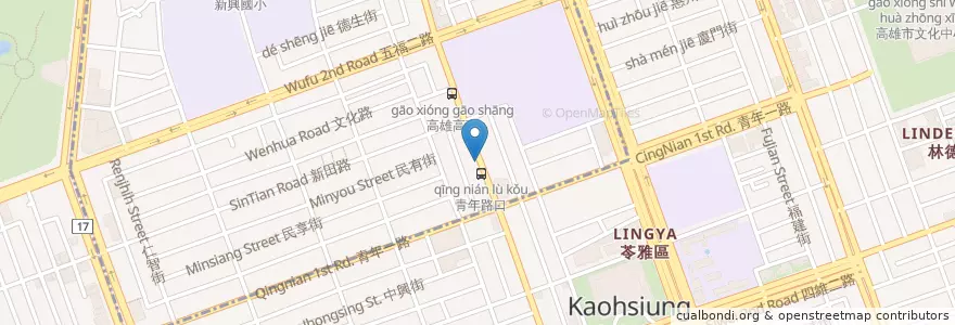 Mapa de ubicacion de 藝居酒屋 en Taiwan, Kaohsiung, 新興區, 苓雅區.