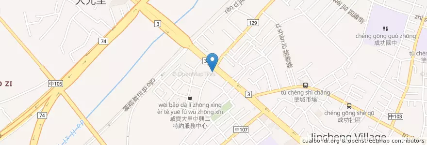 Mapa de ubicacion de 莊家火雞肉飯 en 타이완, 타이중 시, 다리구.