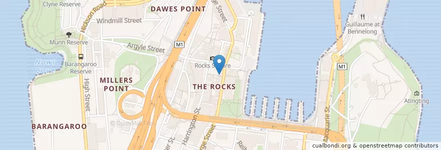 Mapa de ubicacion de The Rocks cafe en Australië, Nieuw-Zuid-Wales, Council Of The City Of Sydney, Sydney.