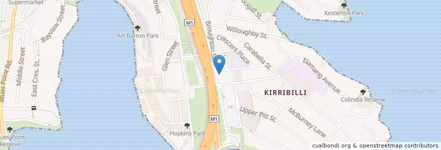 Mapa de ubicacion de Kirrakaze en Australia, New South Wales, North Sydney Council, Sydney.