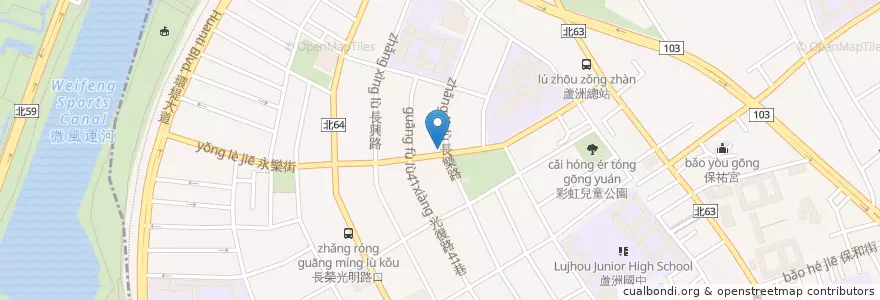 Mapa de ubicacion de 歐圖早午餐廚房 en Taiwan, Nuova Taipei, 蘆洲區, Distretto Di Wugu.