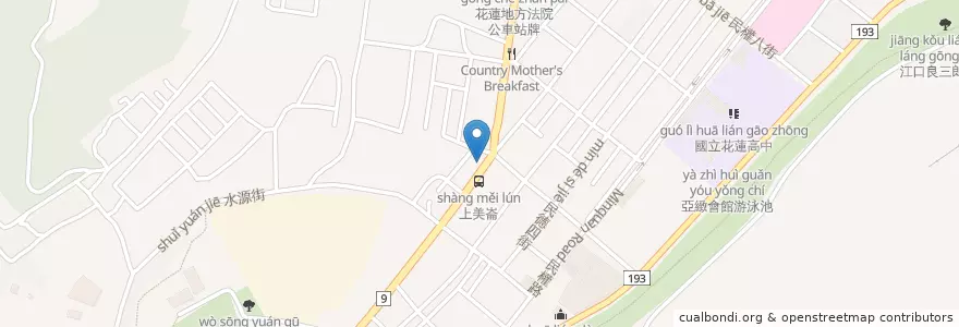 Mapa de ubicacion de 魯豫餐廳&早餐店 en Taïwan, Province De Taïwan, Comté De Hualien, Hualien.