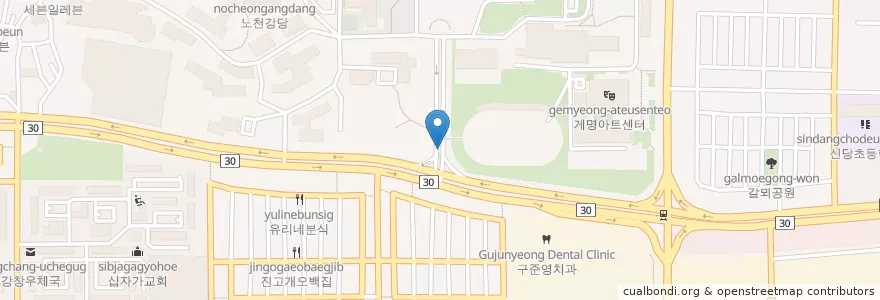 Mapa de ubicacion de 성서계대 정문 en 대한민국, 대구, 달서구, 신당동.