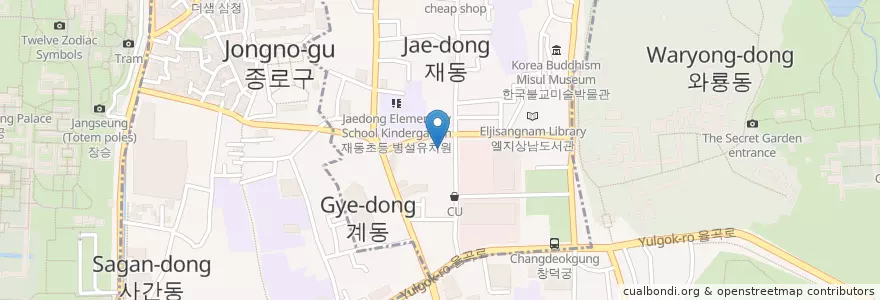 Mapa de ubicacion de 북촌문화센터 en كوريا الجنوبية, سول, 종로구, 가회동, 종로1·2·3·4가동.