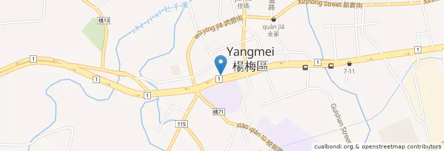Mapa de ubicacion de 玉山商業銀行 en 타이완, 타오위안 시, 양메이 구.