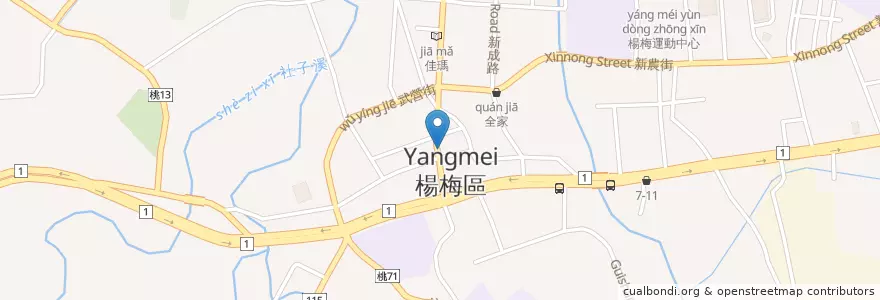 Mapa de ubicacion de 食品行 en Taiwan, Taoyuan, Yangmei.