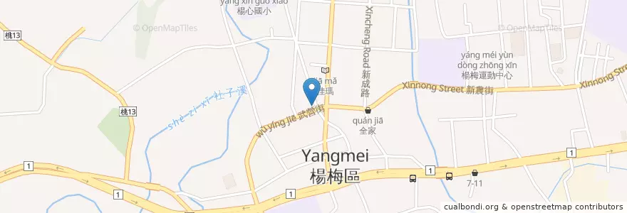 Mapa de ubicacion de 東海排骨 en 타이완, 타오위안 시, 양메이 구.