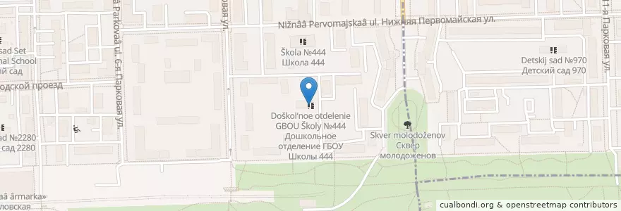 Mapa de ubicacion de Дошкольное отделение ГБОУ Школы №444 en Rusland, Centraal Federaal District, Moskou, Восточный Административный Округ, Район Измайлово.