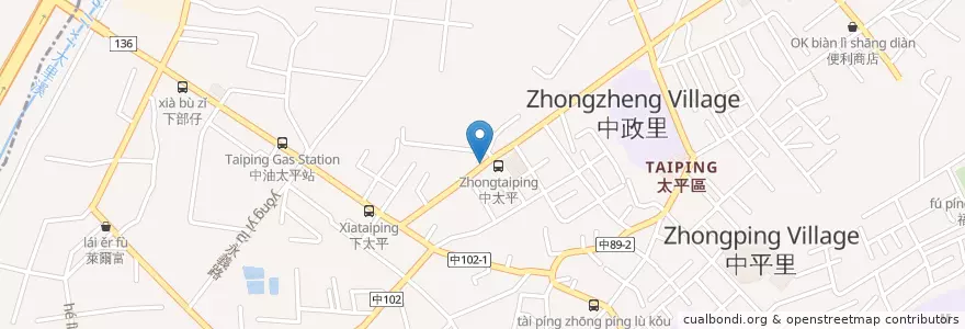 Mapa de ubicacion de 達美樂 en Taiwan, Taichung, Distretto Di Taiping.