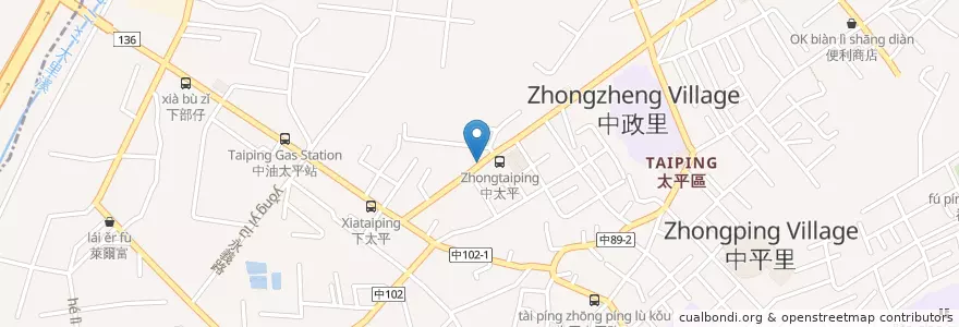 Mapa de ubicacion de 珍降牛肉麵 en Taiwan, Taichung, Distretto Di Taiping.
