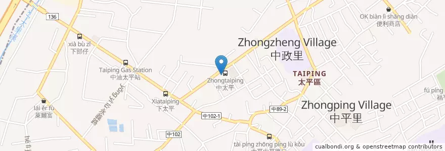 Mapa de ubicacion de 貴族便當 en Taiwán, Taichung, 太平區.