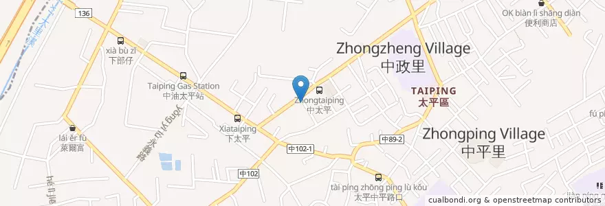 Mapa de ubicacion de 牛肉麵 en 타이완, 타이중 시, 타이핑구.