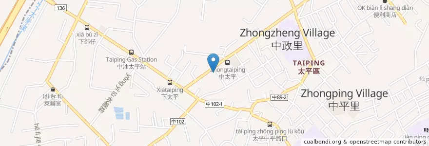 Mapa de ubicacion de 新井茶 en Taiwan, Taichung, Taiping District.