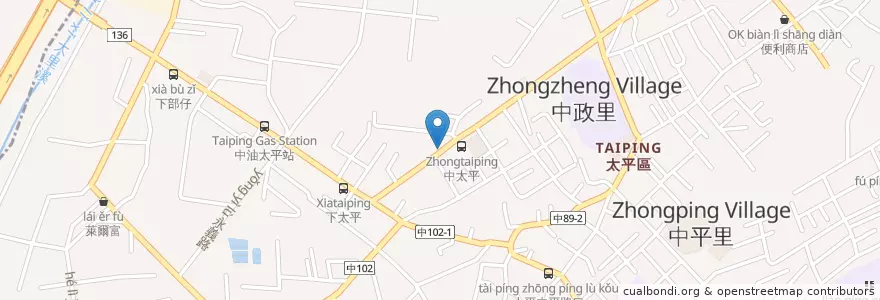Mapa de ubicacion de 吉蜂蒸餃 en 臺灣, 臺中市, 太平區.