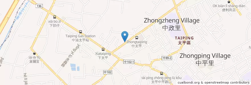 Mapa de ubicacion de 老船長香雞排 en 臺灣, 臺中市, 太平區.