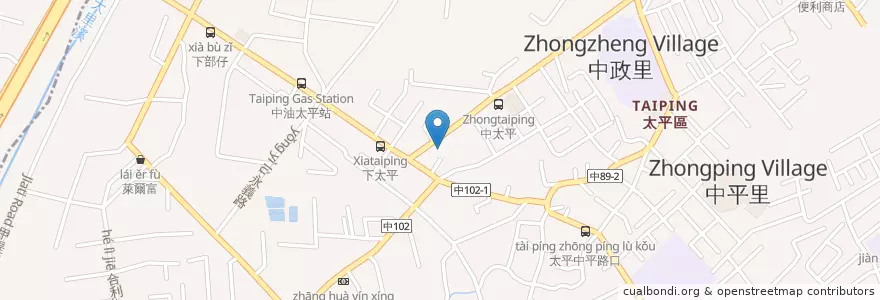 Mapa de ubicacion de 大呼過癮 en Taiwán, Taichung, 太平區.