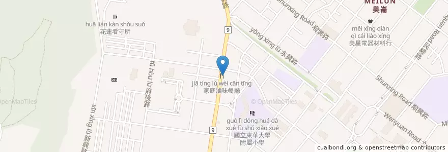 Mapa de ubicacion de 家庭滷味餐廳 en Taiwan, Taiwan, Landkreis Hualien, Hualien.