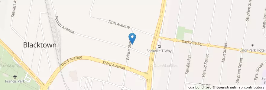 Mapa de ubicacion de Blacktown Mosque en Australië, Nieuw-Zuid-Wales, Sydney, Blacktown City Council.