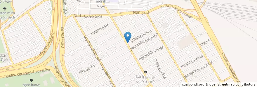 Mapa de ubicacion de بانک کشاورزی en 이란, 테헤란, شهرستان تهران, 테헤란, بخش مرکزی شهرستان تهران.