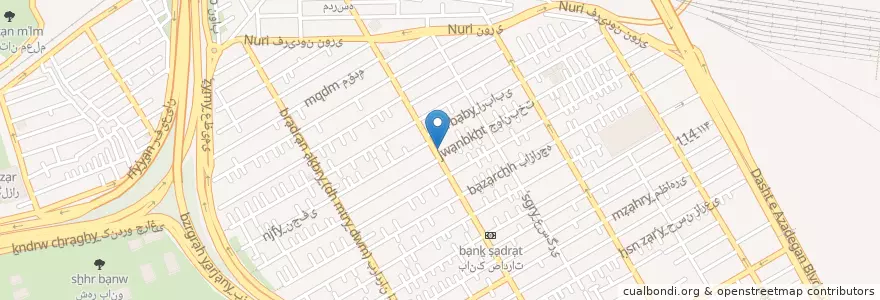 Mapa de ubicacion de بانک ایران زمین en Irão, Teerã, شهرستان تهران, Teerã, بخش مرکزی شهرستان تهران.