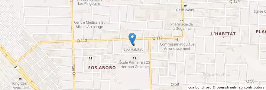 Mapa de ubicacion de Epp Habitat en Ivoorkust, Abidjan, Abobo.