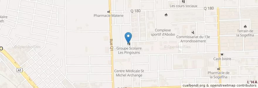 Mapa de ubicacion de Groupe Scolaire Les Pingouins en Fildişi Sahili, Abican, Abobo.