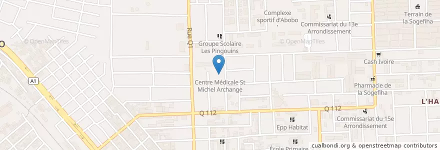 Mapa de ubicacion de Centre Médicale St Michel Archange en コートジボワール, アビジャン, Abobo.