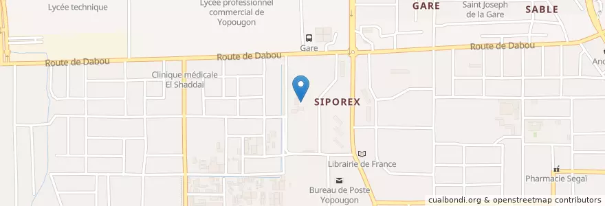 Mapa de ubicacion de Groupe Scolaire Siporex 1 en Costa Do Marfim, Abidjan, Yopougon.