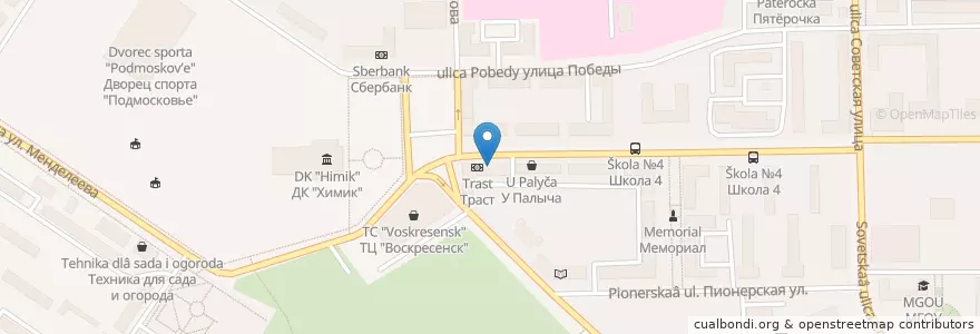 Mapa de ubicacion de Филиал «Центральный» ВТБ en Rússia, Distrito Federal Central, Oblast De Moscou, Городской Округ Воскресенск.