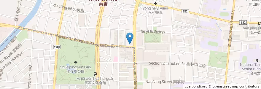 Mapa de ubicacion de cama café en 台湾, 台南市, 中西区.