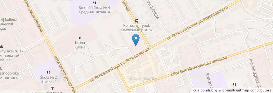 Mapa de ubicacion de ПАО "Курскпромбанк" en Rússia, Distrito Federal Central, Oblast De Kursk, Городской Округ Железногорск.