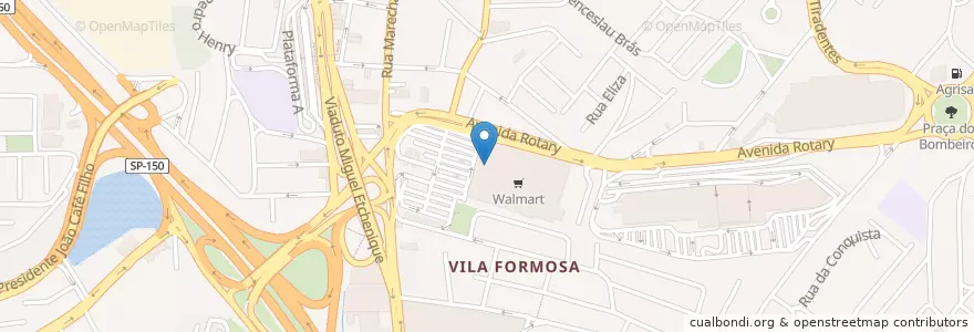 Mapa de ubicacion de Walmart en ブラジル, 南東部地域, サンパウロ, Região Geográfica Intermediária De São Paulo, Região Metropolitana De São Paulo, Região Imediata De São Paulo, São Bernardo Do Campo.