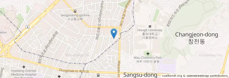 Mapa de ubicacion de Suzie Q, LP bar en Corée Du Sud, Séoul, 마포구, 서강동, 서교동.