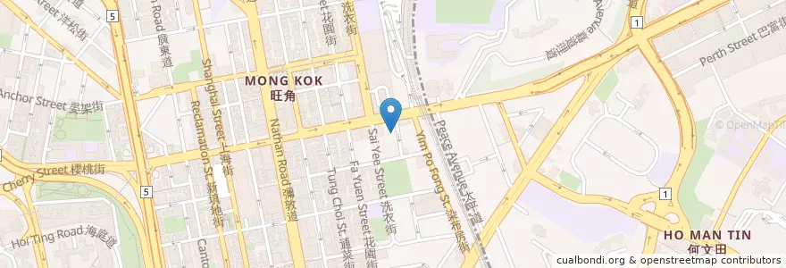 Mapa de ubicacion de 大隻佬 Muscle Man en China, Guangdong, Hong Kong, Kowloon, Wilayah Baru, 油尖旺區 Yau Tsim Mong District.