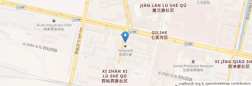 Mapa de ubicacion de KFC en China, Gansu, 兰州市 (Lanzhou), 七里河区, 西站街道.