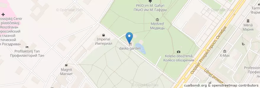 Mapa de ubicacion de dasko garden en ロシア, 沿ヴォルガ連邦管区, バシコルトスタン共和国, ウファ管区.